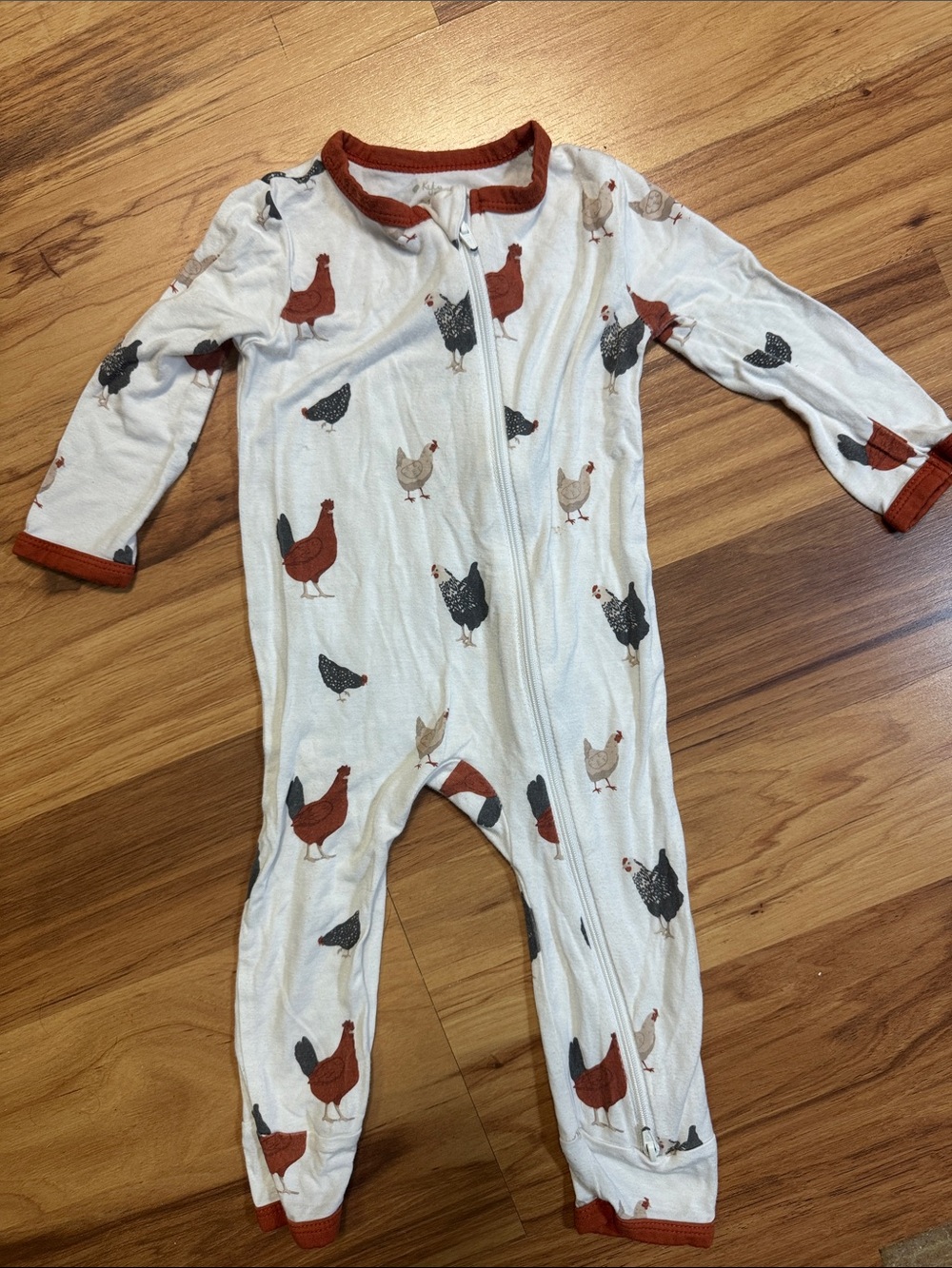 Kyte 6-12M Baby One-Piece Footies Chicken print